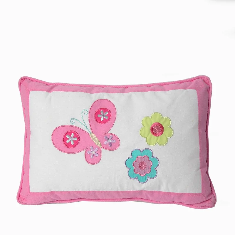 Butterfly Flower Pink Rectangular Decorative Throw Pillow