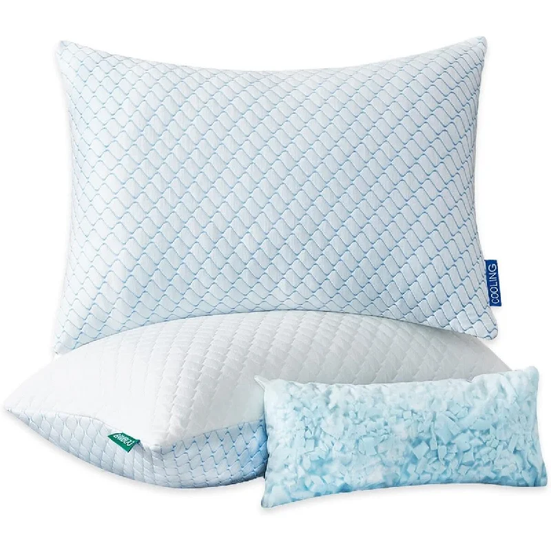 Cooling Bed Pillows for Sleeping,Shredded Memory Foam Adjustable Pillows with Washable Cover