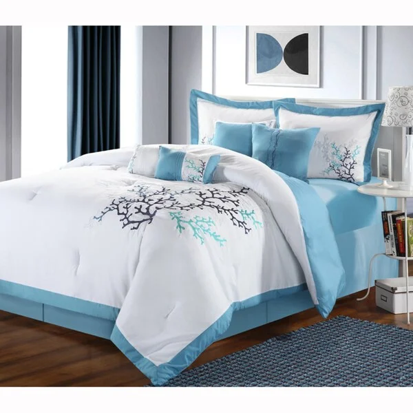 Coral Reef Embroidered 8-piece Comforter Set