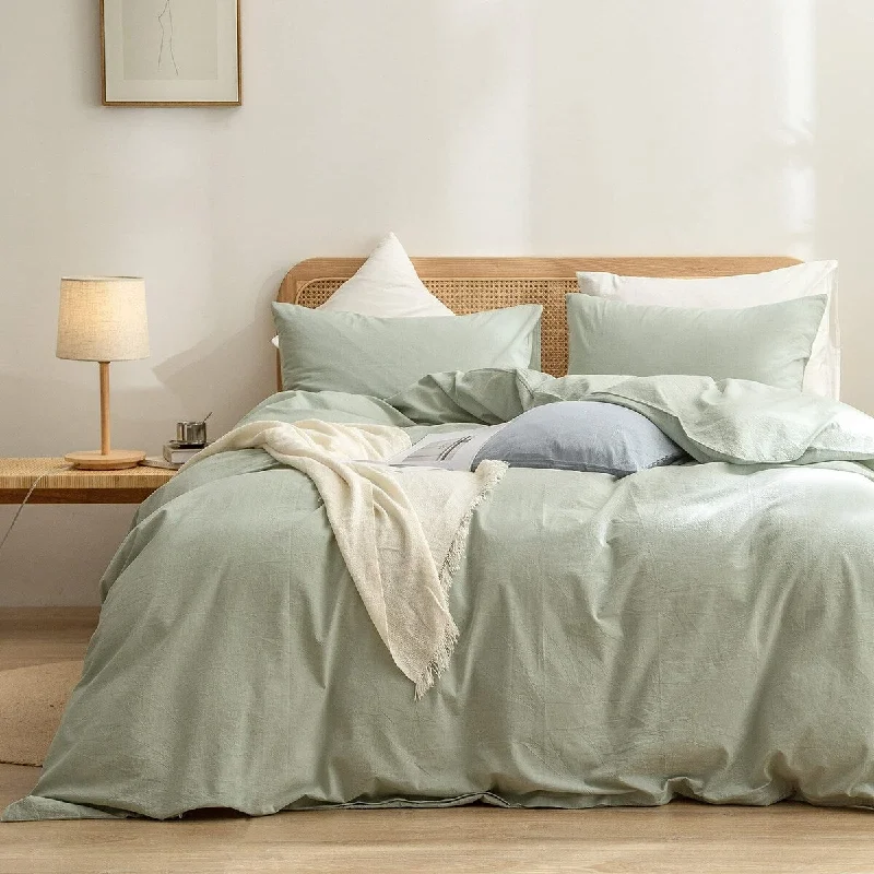 Cotton Linen Feel Super Soft Duvet Cover Set