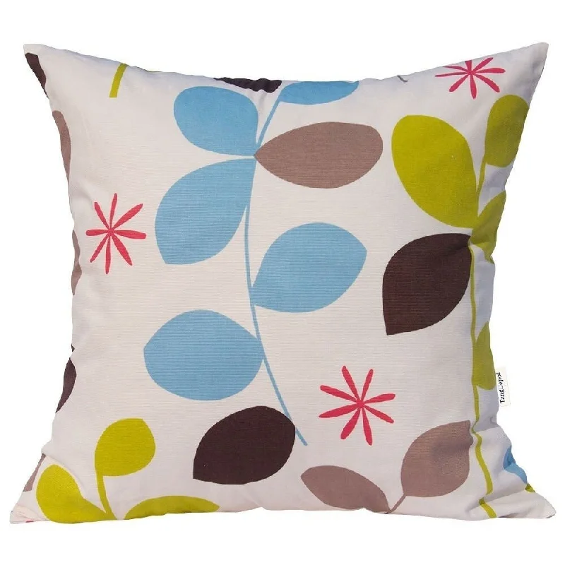 Cotton Linen Pillow Case Colorful Leaves 16 x 16