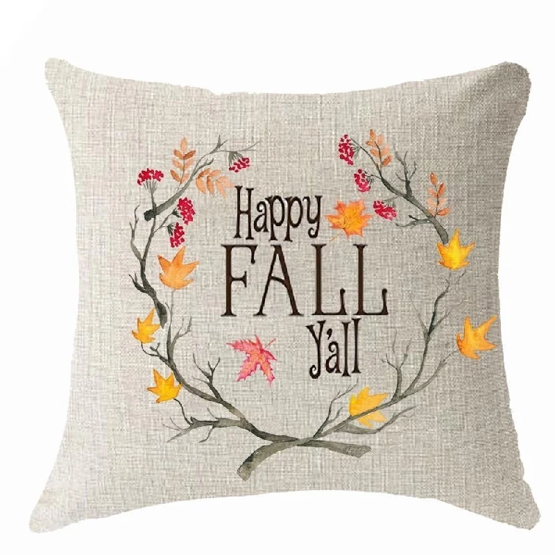 Cotton Linen Pillow Case Happy Fall Yall 18 x 18