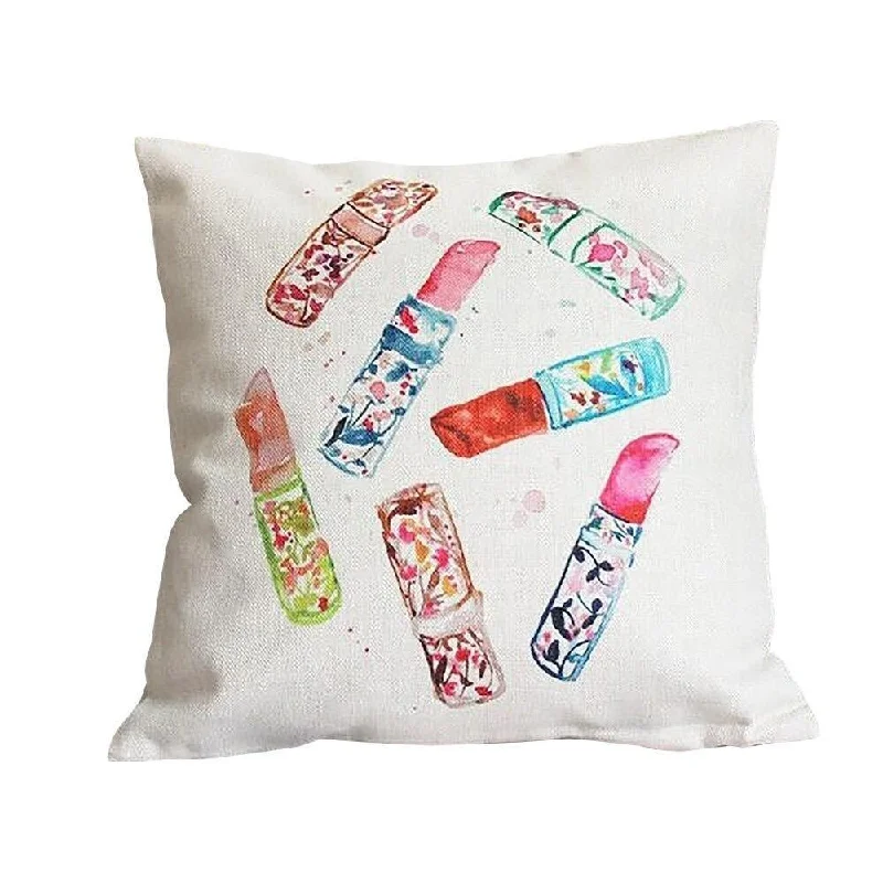 Cotton Linen Pillow Case Lipsticks 18 x 18