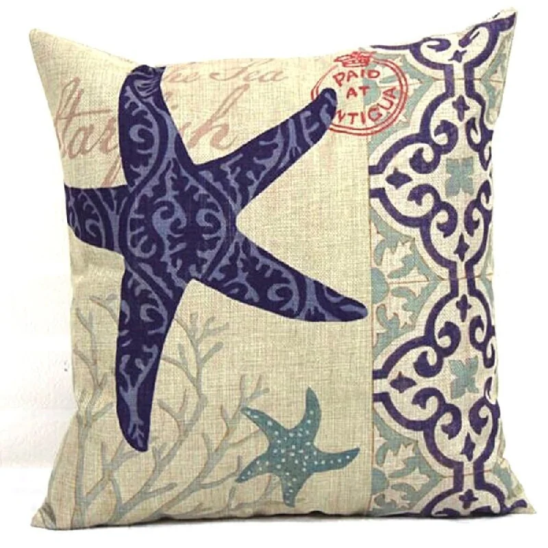 Cotton Linen Pillow Case Starfish 18 x 18