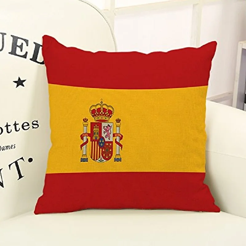 Cotton Linen Pillowcase Spain Flag 18 x 18