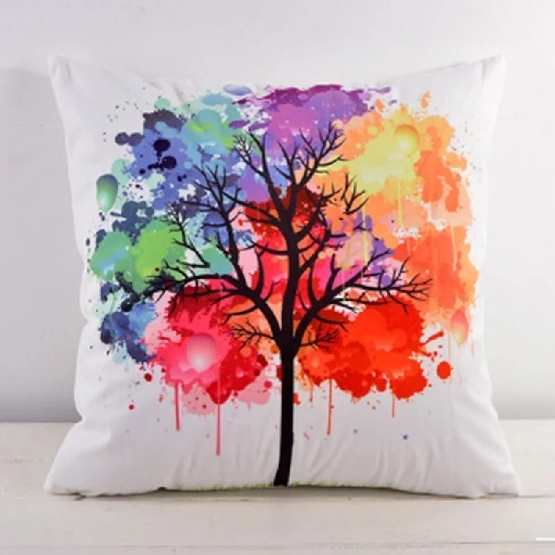 Cotton Linen Throw Pillow Case Dream Tree 18 x 18