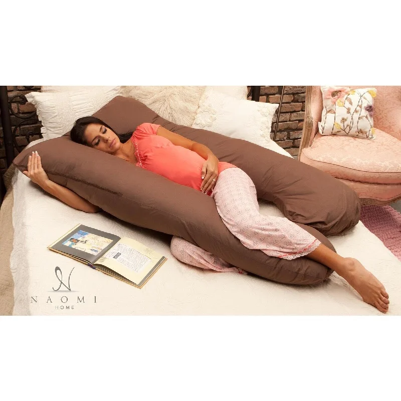 Cozy U Shaped Full Body Sleeping Pillow with Zipper Cover - Espresso