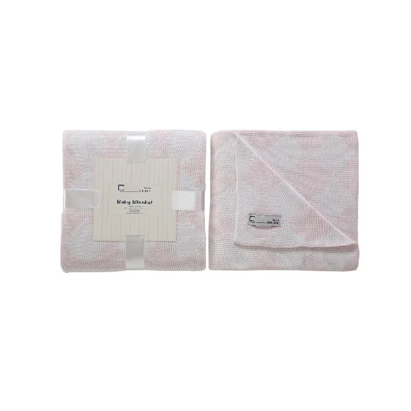 Cream Bebe Argyle 100-percent Cotton Knit Blanket Pink/White