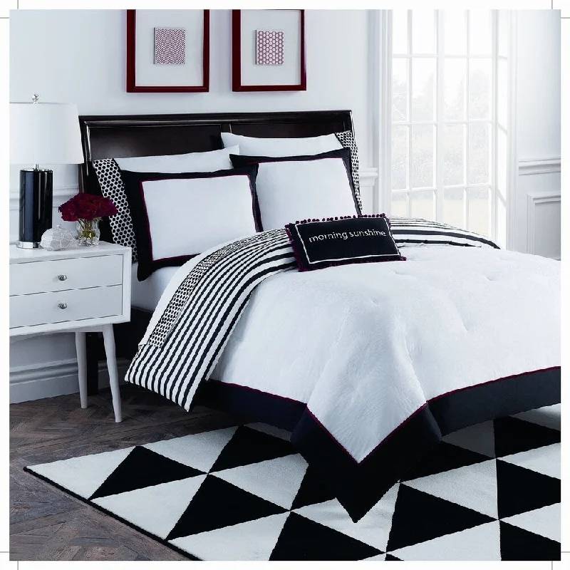 Dahlia 8 Piece Black and White Comforter Set