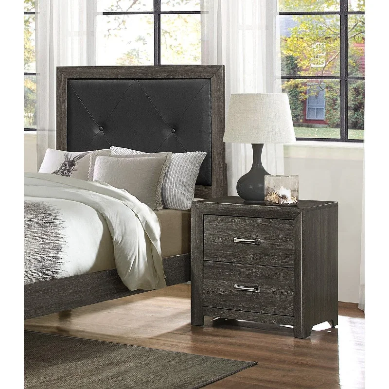 Dark Gray Finish Nightstand 1pc Chrome Tone Handles Contemporary Design Bedroom Furniture Bed Side Table