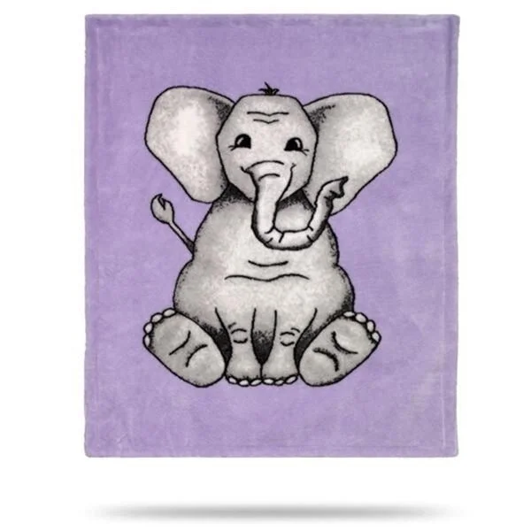 Denali Baby Elephant Purple/Soft Purple 30"x36" Baby Blanket