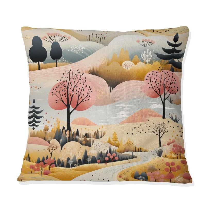 Designart "Autumn Scenery Scandinavian Pattern V" Floral Printed Throw Pillow