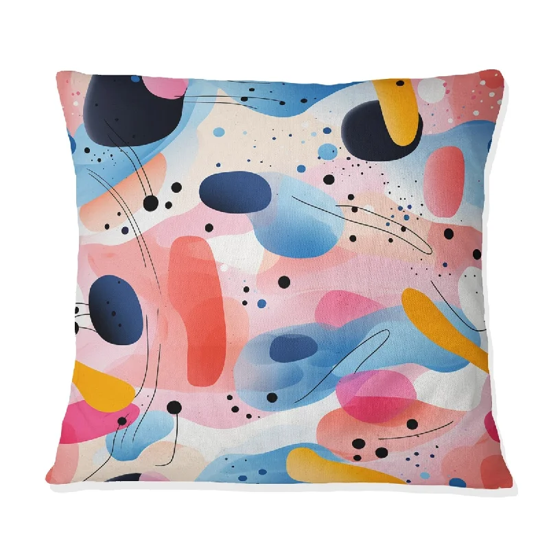 Designart "Blue And Pink Midcentury Geometric Collage" Geometric Printed Throw Pillow