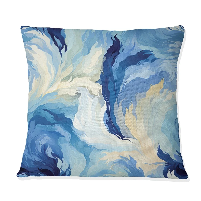 Designart "Blue And White Celestial Ikat Mirage " Abstract Printed Throw Pillow