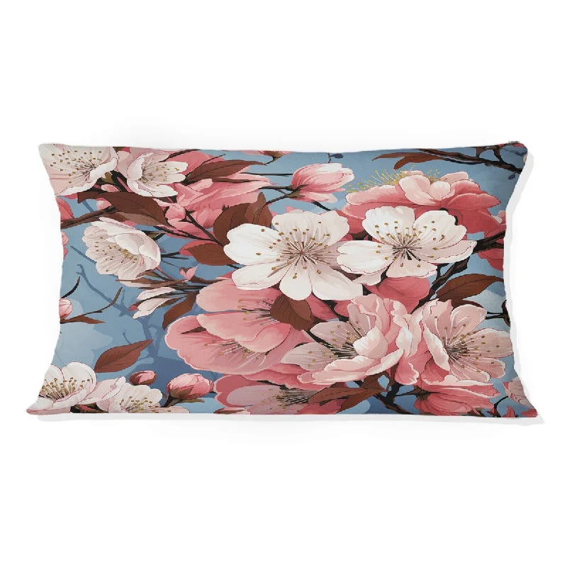 Designart "Cherry Blossom Whispers II" Oriental Printed Throw Pillow