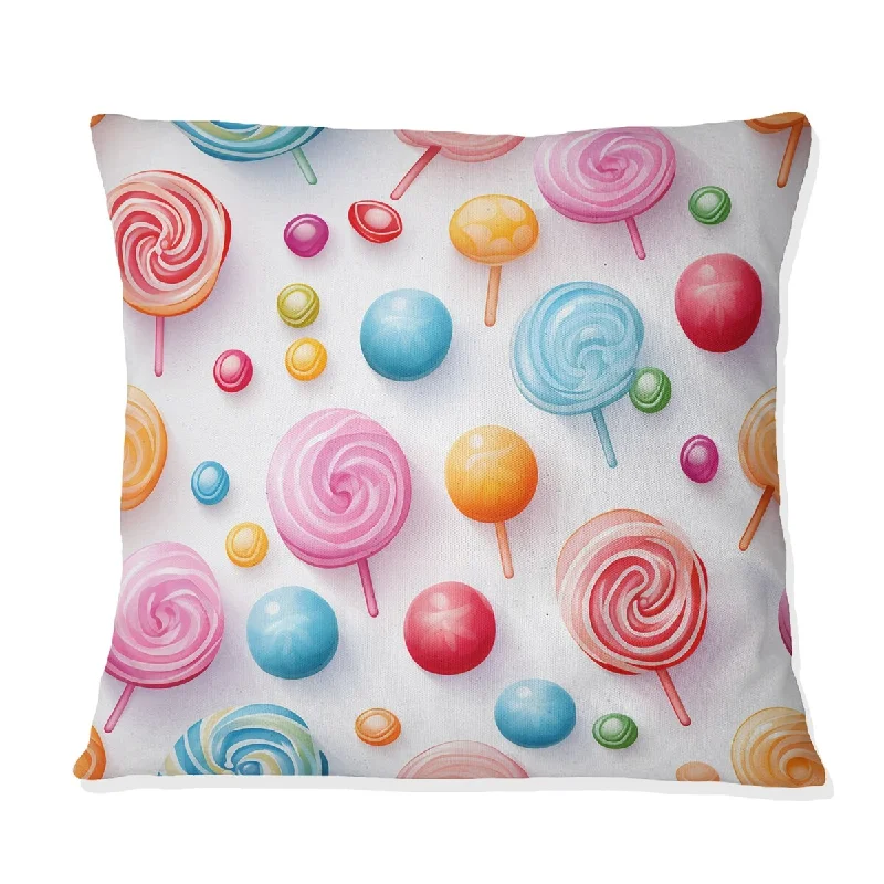 Designart "Colorfully Candy Style Popart For Kitchen" Food & Beverage Printed Throw Pillow