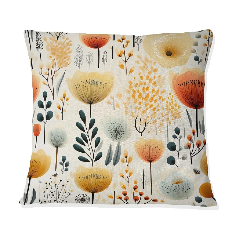 Designart "Cottage Yellow And Beige Garden Grace II" Floral Printed Throw Pillow