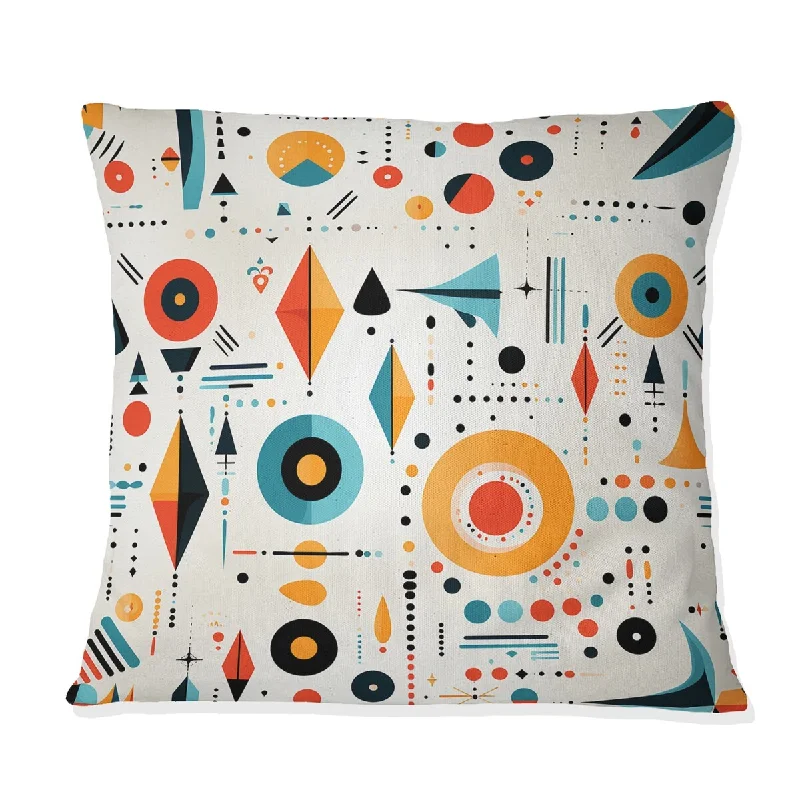 Designart "Eclectic Boho Geometry In Yellow And Blue" Geometric Printed Throw Pillow