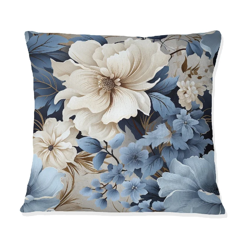 Designart "Ethereal Shadows Moody Patterns" Floral Printed Throw Pillow