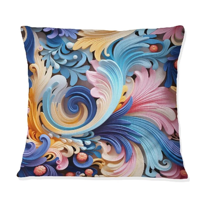 Designart "Ethno Paisley Harmony Fuse Marble Pattern" Marble Printed Throw Pillow