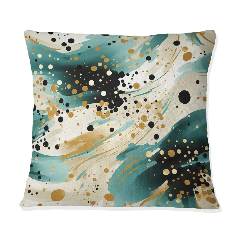 Designart "Gilded Polka Dot Rever" Polka Dots Printed Throw Pillow