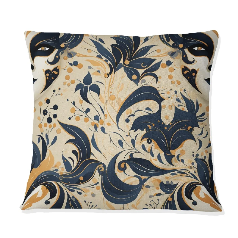 Designart "Gold Pattern Venice Masquerade II" Paisley Printed Throw Pillow