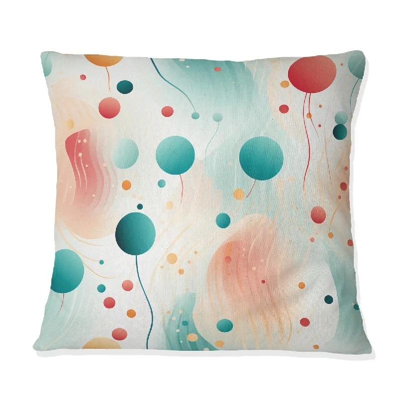 Designart "Green And Coral Nostalgic Poka Dot Harmony" Polka Dots Printed Throw Pillow