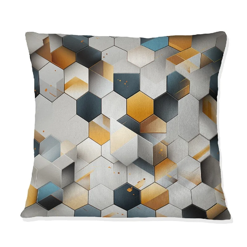 Designart "Grey Hexagons Dreams" Geometric Printed Throw Pillow