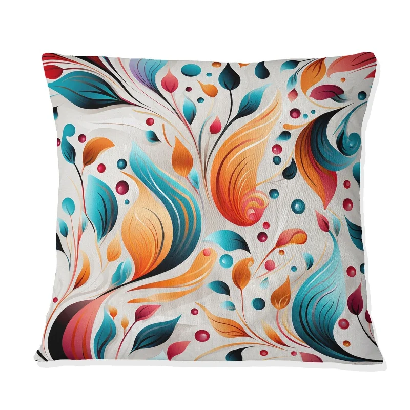 Designart "Minimalist Feather Paisley Pattern" Paisley Printed Throw Pillow