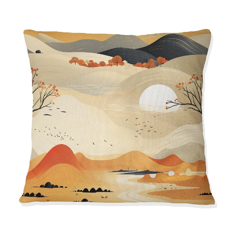 Designart "Minimalist Landscapes V II" Abstract Printed Throw Pillow