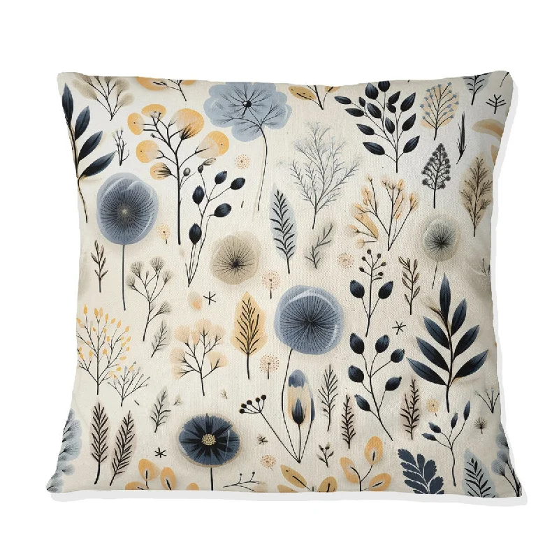 Designart "Monochrome Botany IV" Plants Printed Throw Pillow