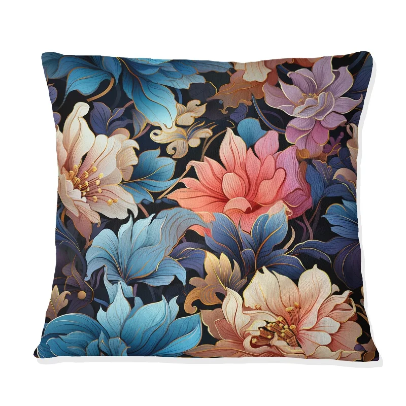 Designart "Multicolor Iridescent Luxury Floral Pattern I" Floral Printed Throw Pillow