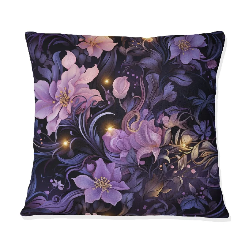 Designart "Mystic Twilight Moody Patterns" Floral Printed Throw Pillow