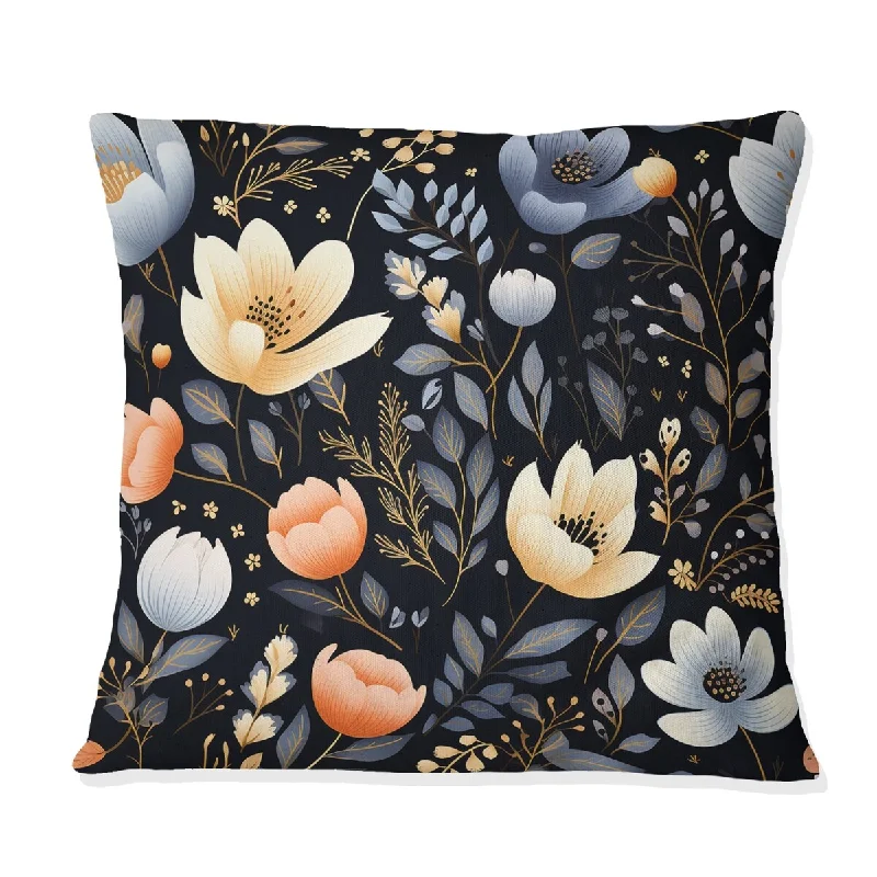 Designart "Mystic Yellow And Black Aura Floral Gardens" Floral Printed Throw Pillow