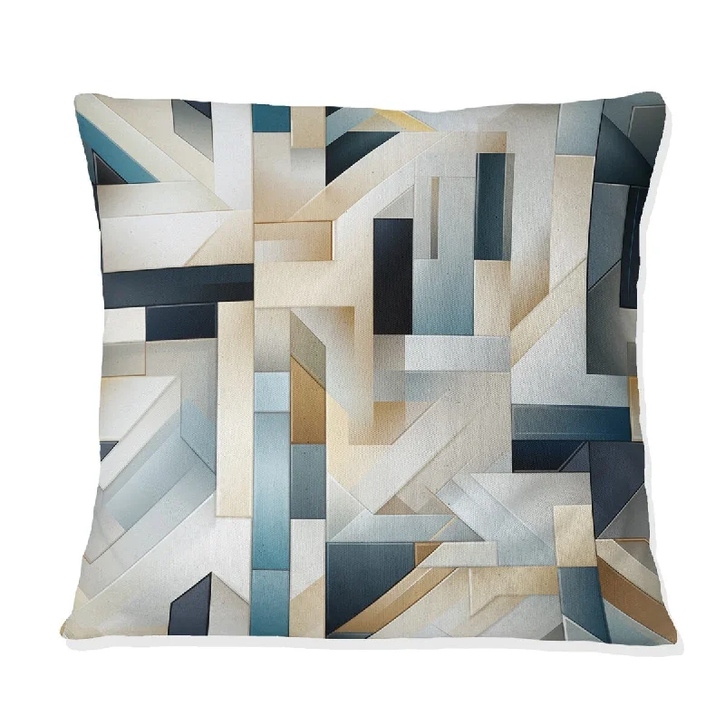 Designart "Neutral Grey Tiles Mosaic II" Geometric Printed Throw Pillow