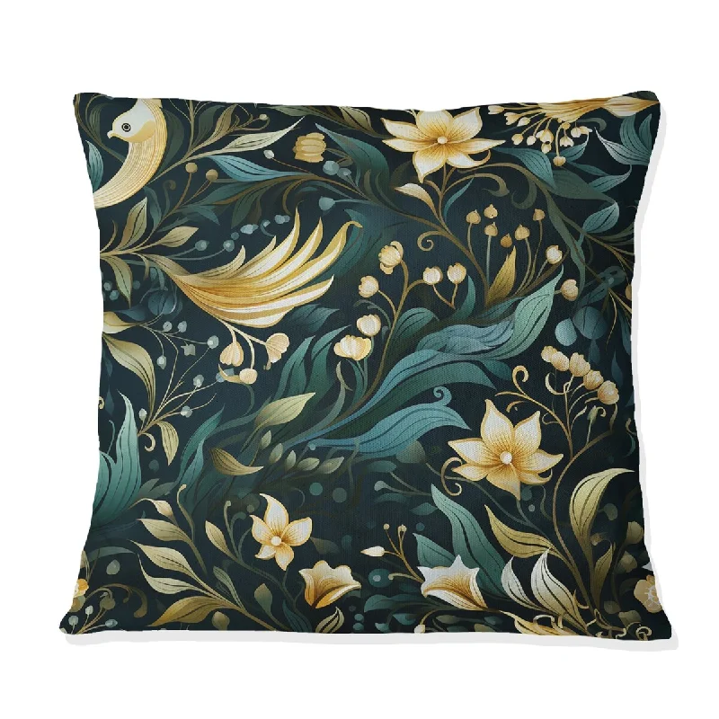 Designart "Oceanic Deep Sea Dive Plunge Flowers" Botanical Printed Throw Pillow