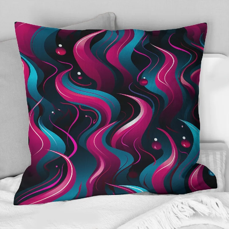 Designart "Pink And Blue Retro Waves" Geometric Printed Throw Pillow