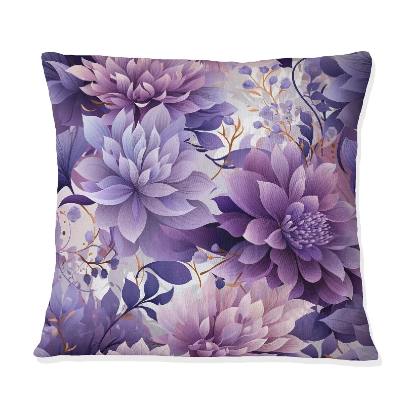 Designart "Purple Poppies Harmony" Floral Printed Throw Pillow