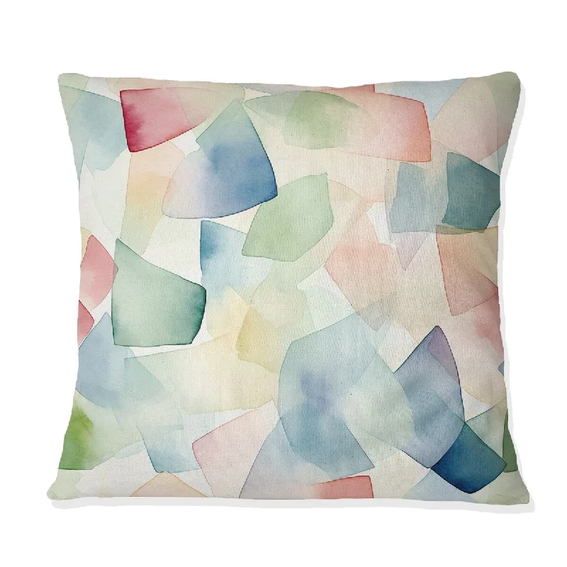 Designart "Serene Watercolor III" Patchwork Printed Throw Pillow