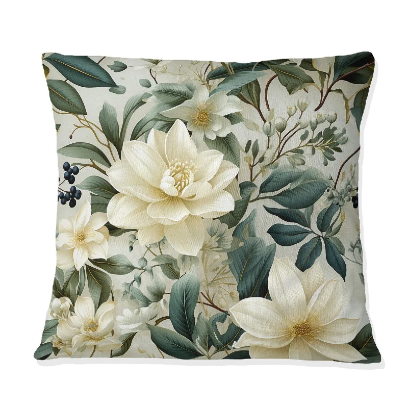 Designart "Stormy Botanics Moody Patterns II" Botanical Printed Throw Pillow