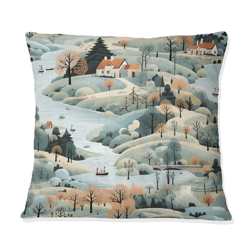 Designart "Summer Scandinavian Landscape" Floral Printed Throw Pillow