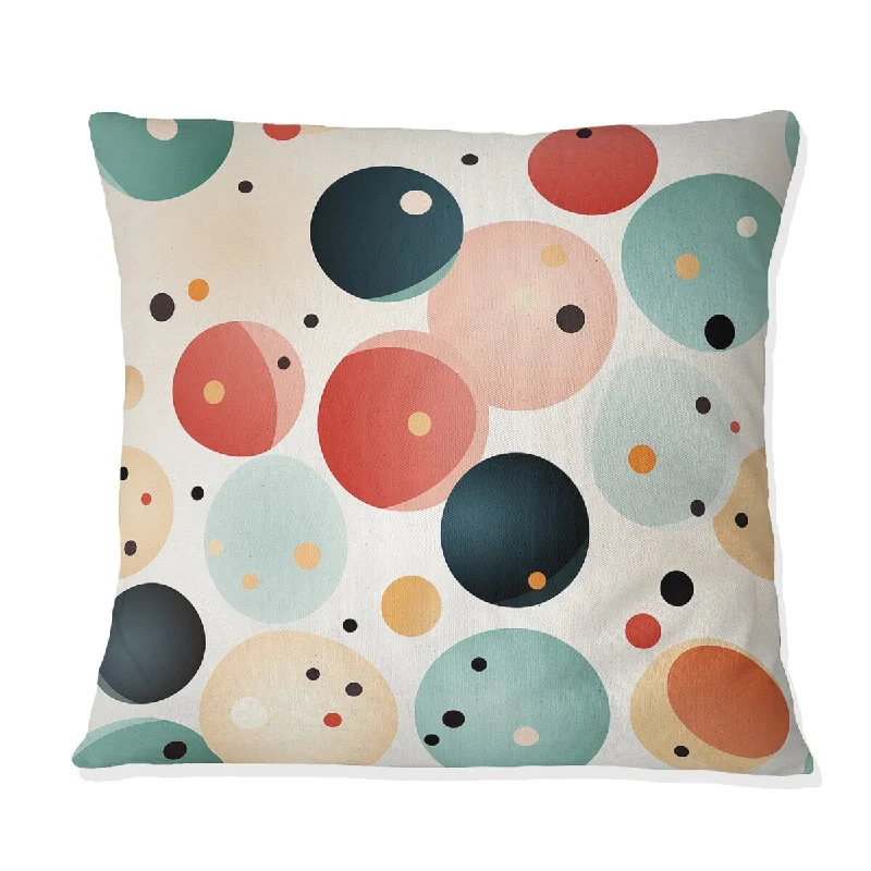 Designart "Turquoise Retro Revival Polka Dots Delight II" Polka Dots Printed Throw Pillow