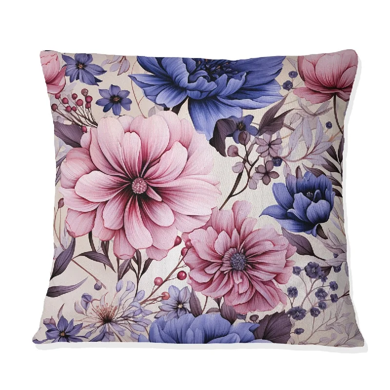 Designart "Watercolor Pastel Dreams Garden II" Floral Printed Throw Pillow