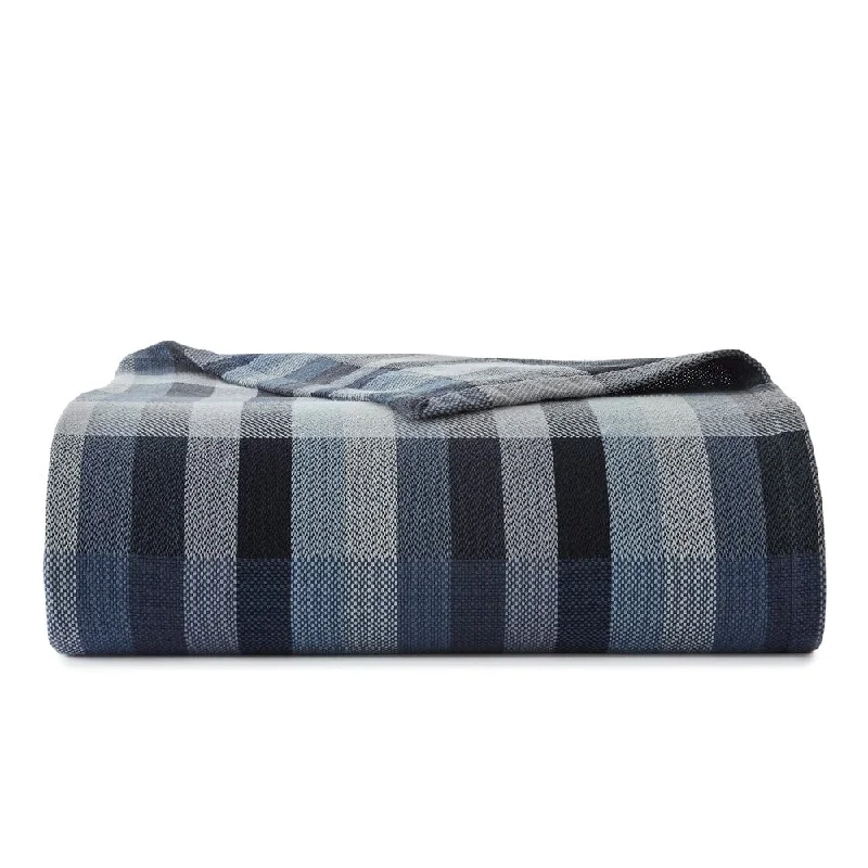 Eddie Bauer Windsor Stripe Blue Cotton Blanket