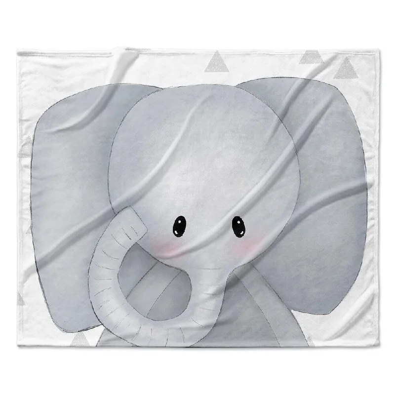 ELEPHANT TRIANGLE WHITE Ultra Soft Baby Blanket By Kavka Designs - 40X30