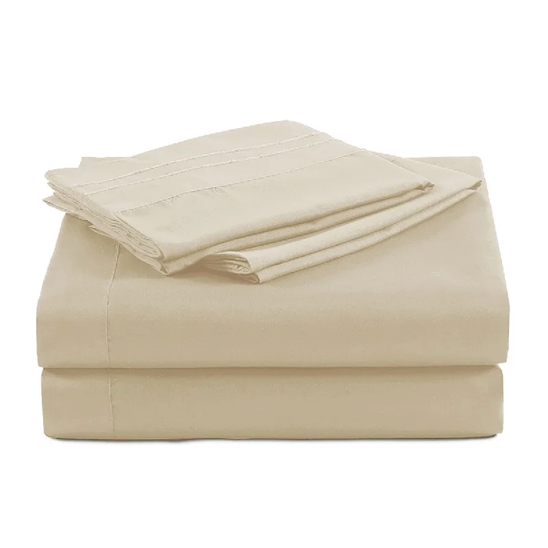 Esca Fabric Polyester 4PC Sheet Set - Beige