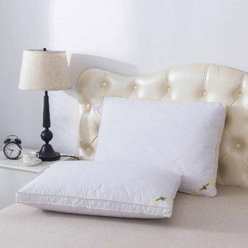 Feather and Loom Cotton Quilted Nano Feather Pillow - White