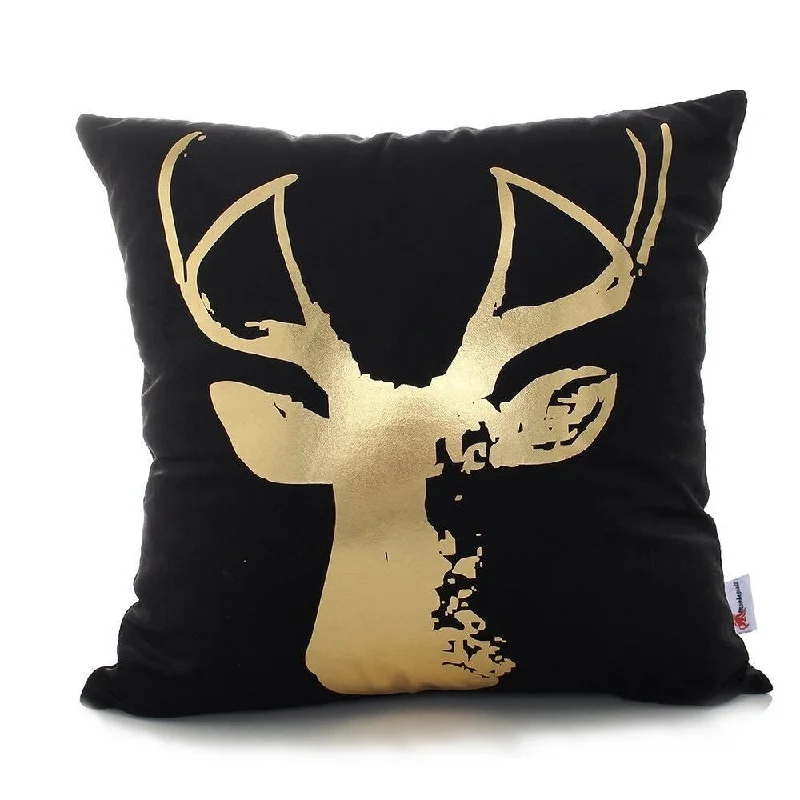 Flannel Pillow Case Gold Antlers 18 x 18