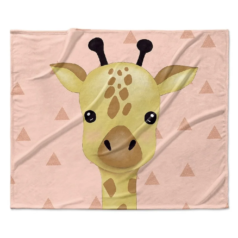 GIRAFFE TRIANGLE SOFT CORAL Ultra Soft Baby Blanket By Kavka Designs - 40X30