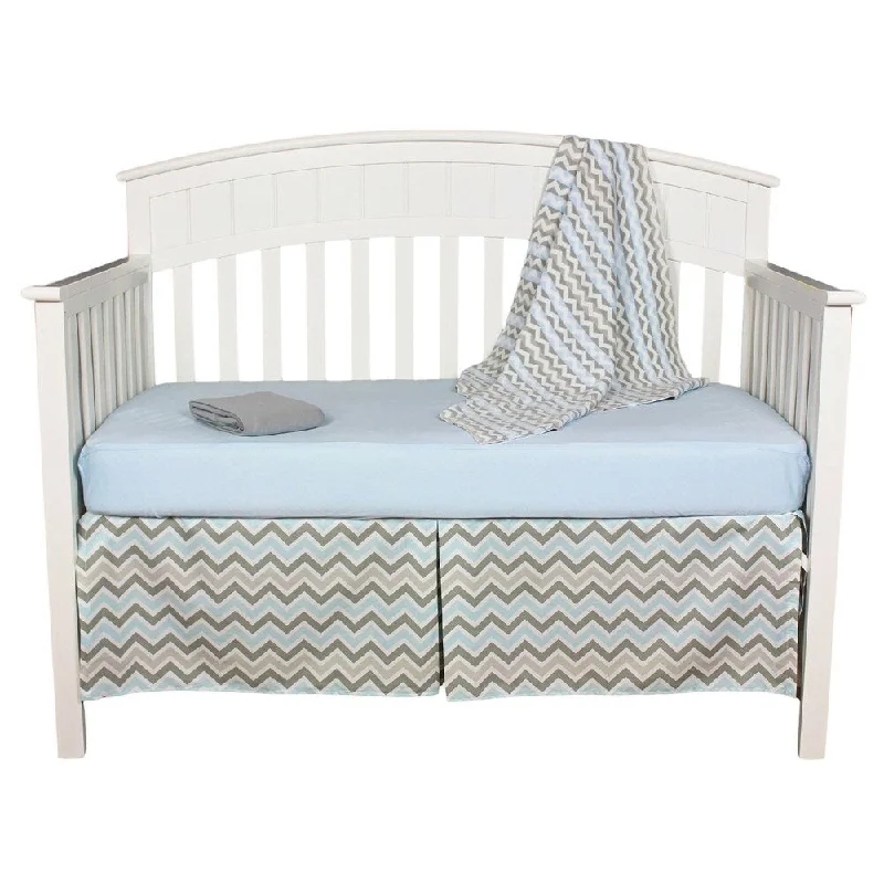 Grey and Blue Chevron Zigzag 4-piece Baby Boy Crib Bedding